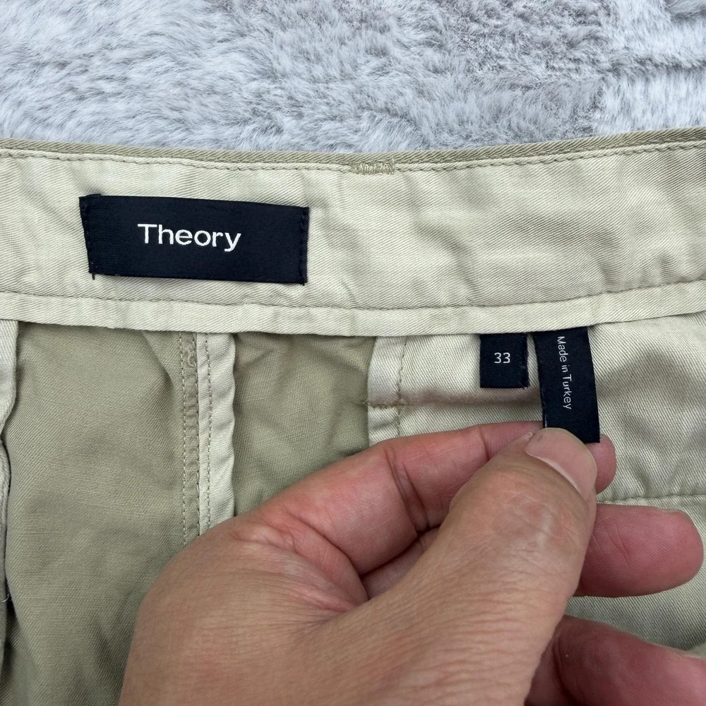 Theory Pants Mens 33 X 32 Beige Chino Flat Front Straight Cotton Zaine Twill